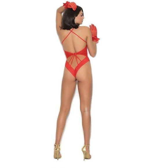 Mesh And Lace Teddy With Gloves Lingerie - Picture 2 of 2